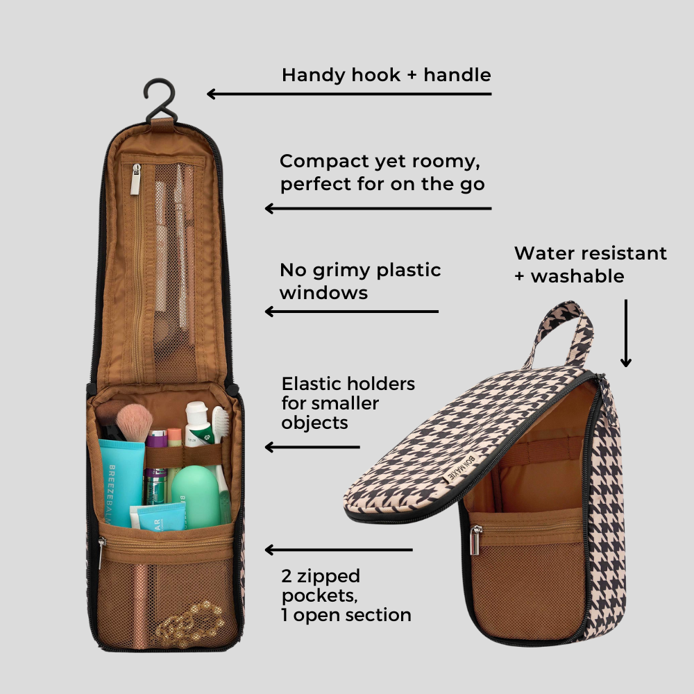 Slimline Washable Hanging Toiletry Bag -- Pink/Red Stripe