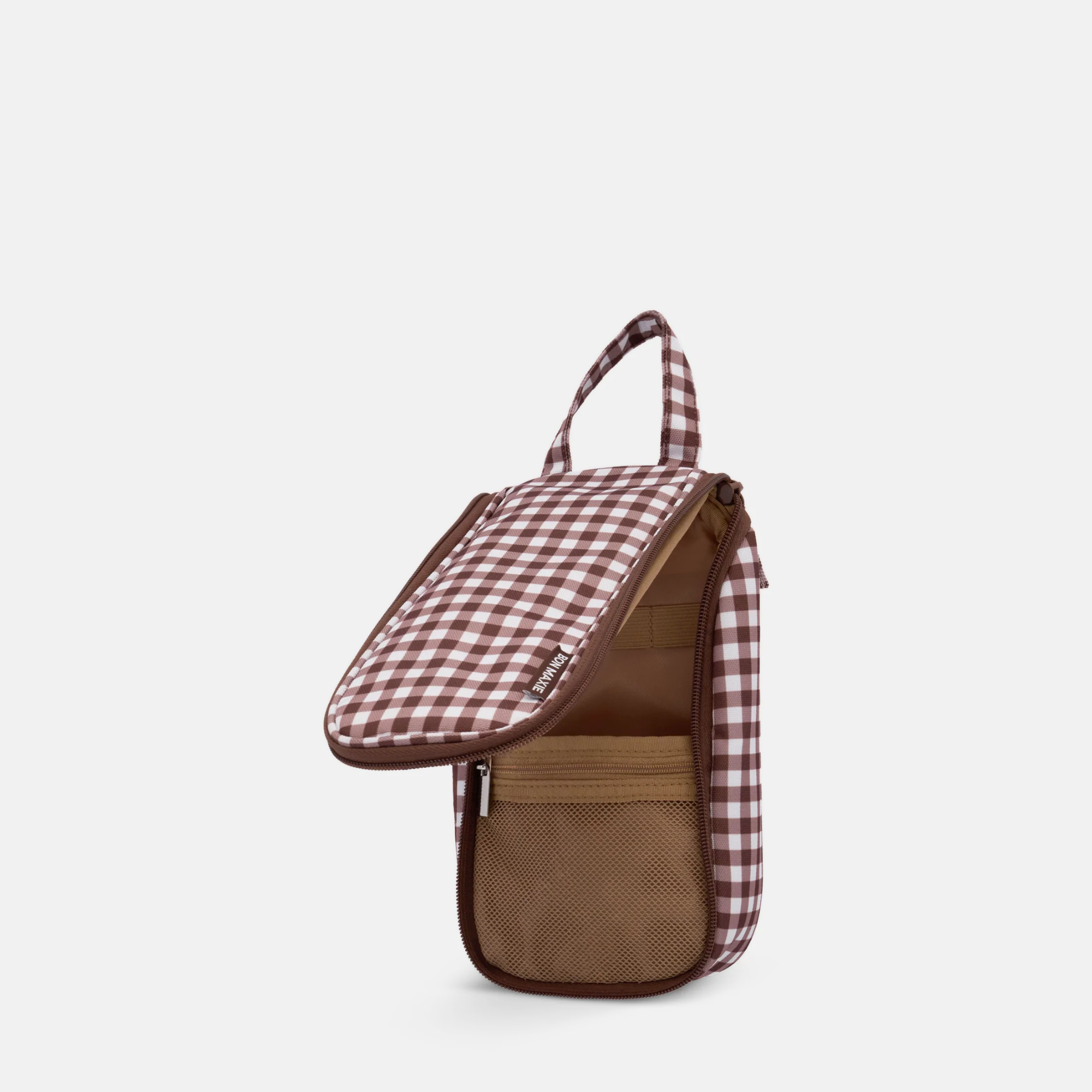 Slimline Washable Hanging Toiletry Bag -- Choc Gingham