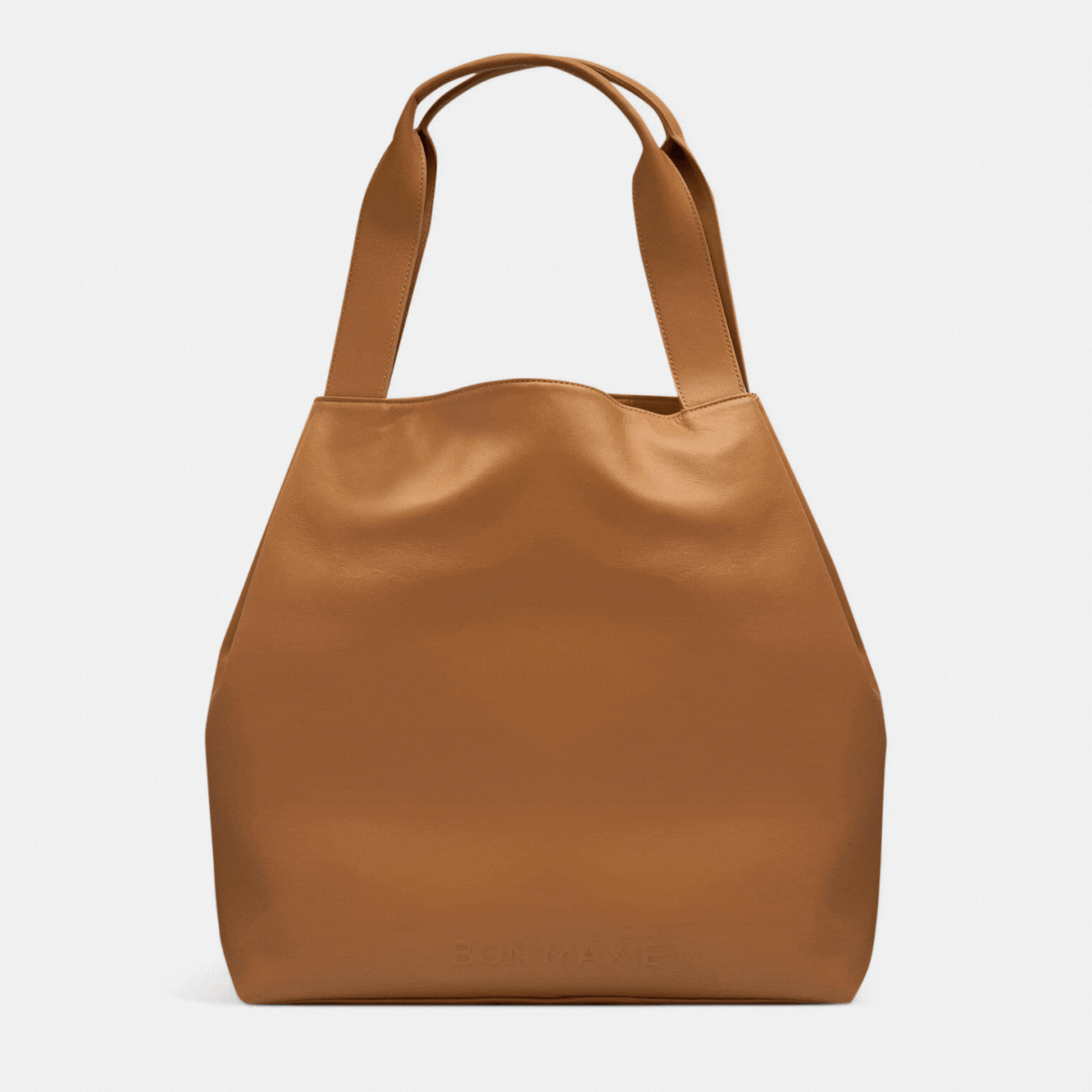 Slouchy Hobo Tote Bag in smooth nappa leather -- Tan Leather