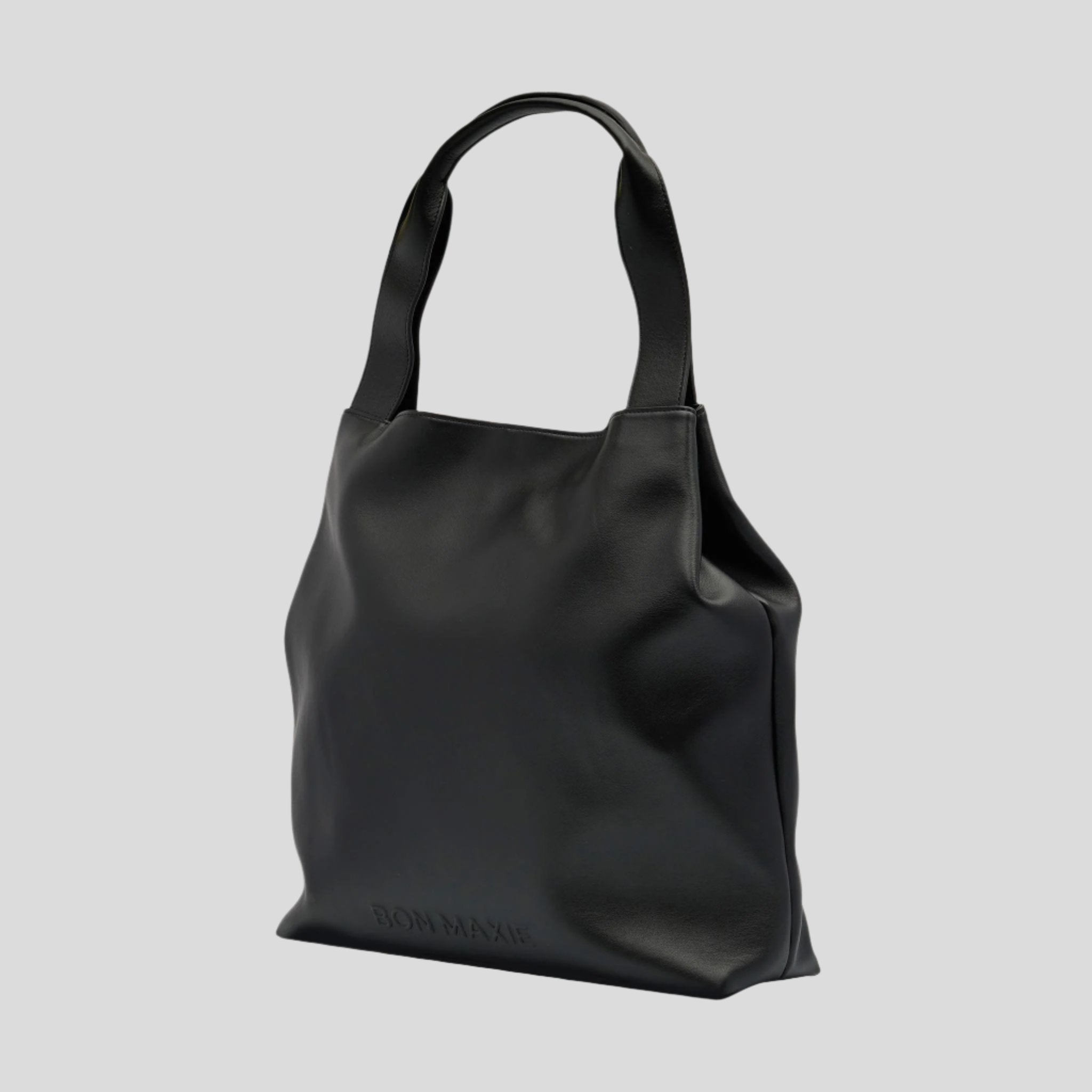 Slouchy Hobo Tote Bag in smooth nappa leather -- Black