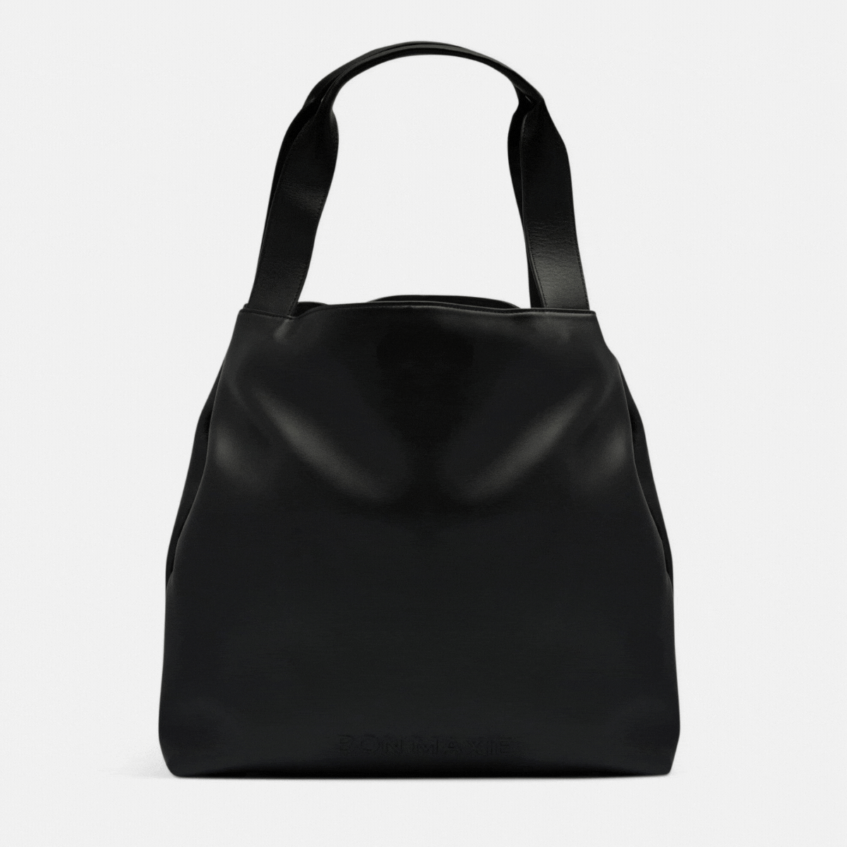 Slouchy Hobo Tote Bag in smooth nappa leather -- Black