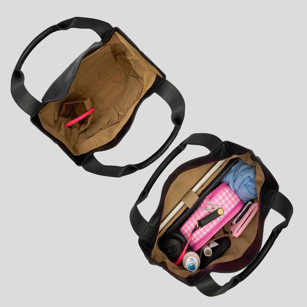 Slouchy Hobo Tote Bag in smooth nappa leather -- Black