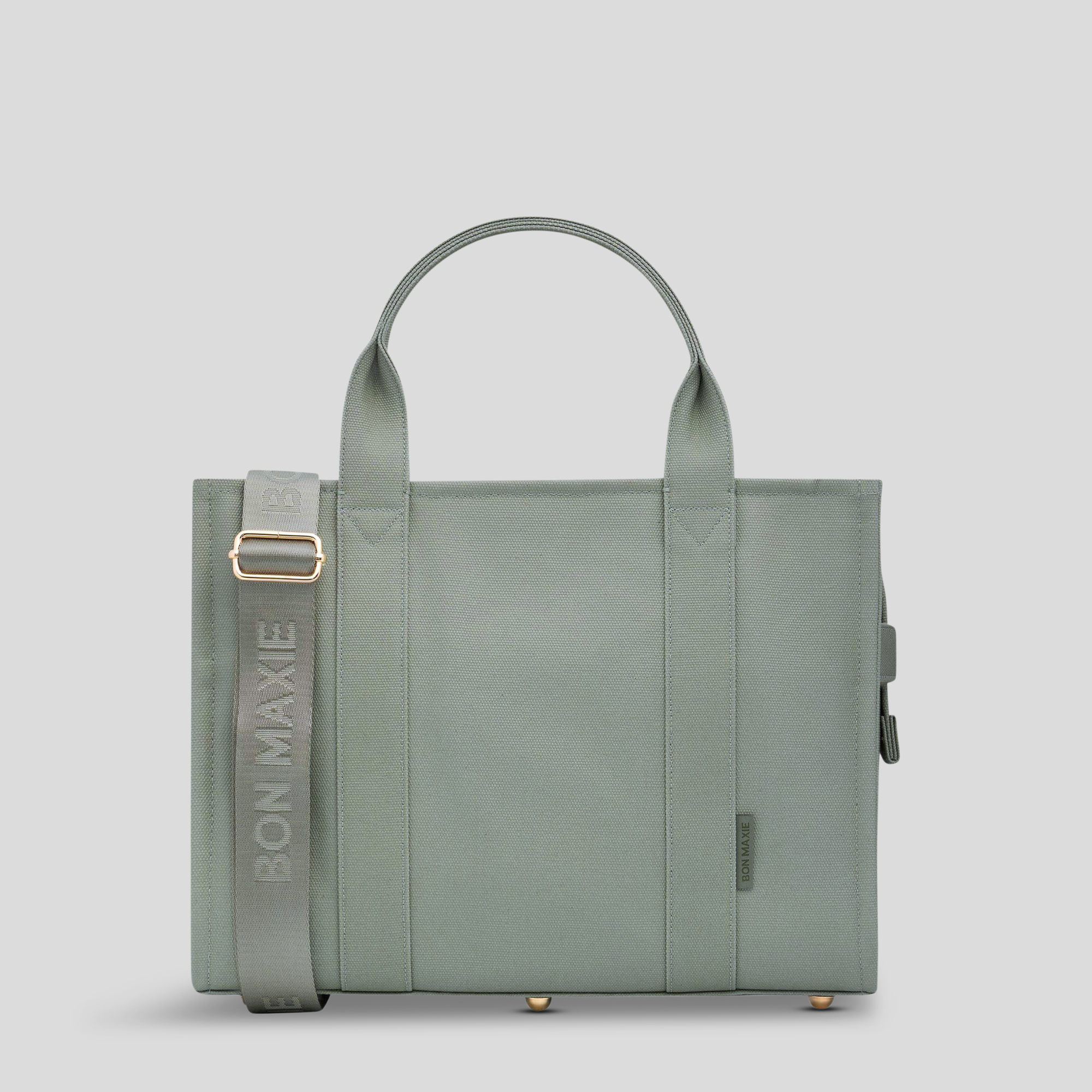 Small Structured Tote Bag in signature coated canvas -- Sage