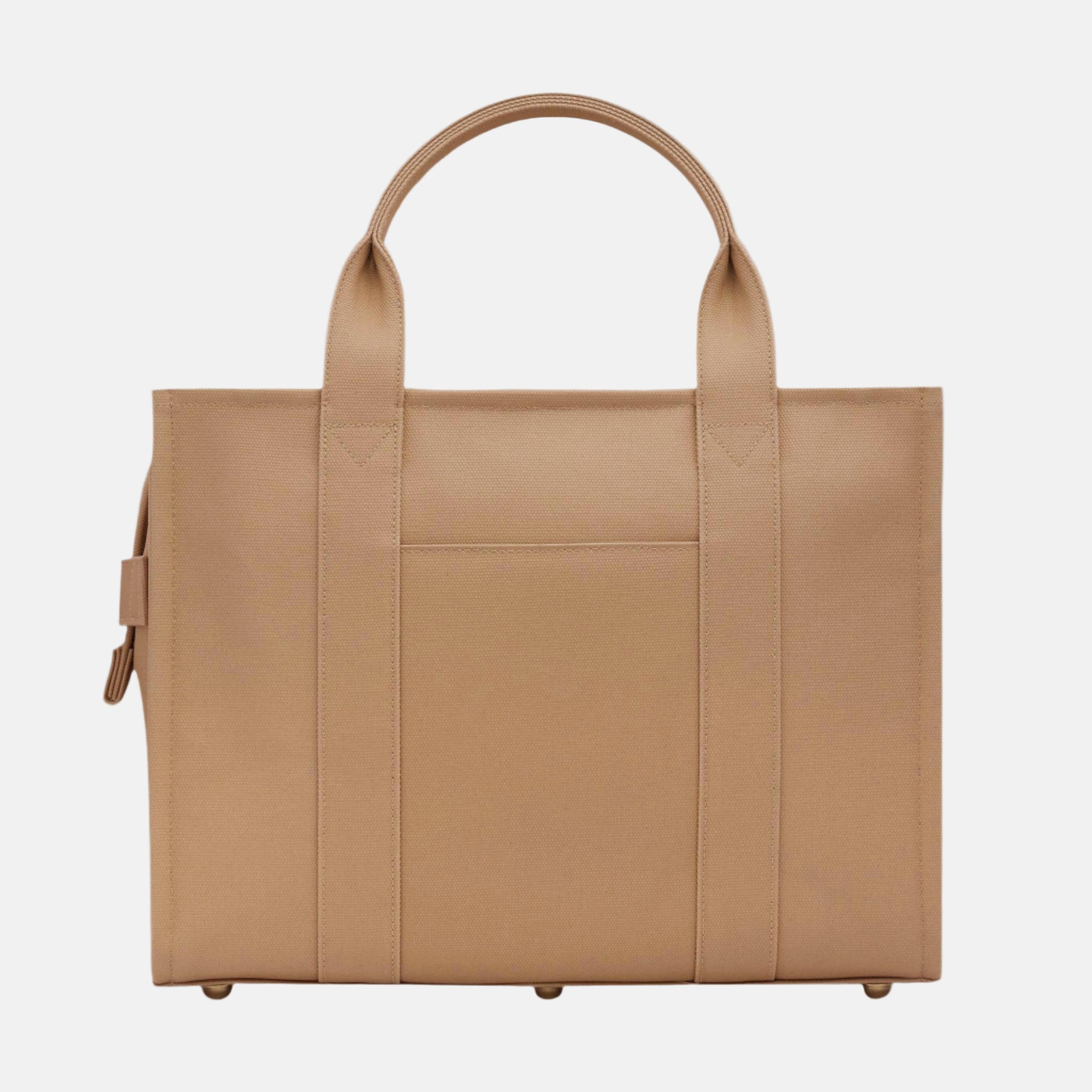 Small Structured Tote Bag in signature coated canvas -- Tan