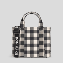 Small Bon Vivant Structured Tote Bag 3.0 - Mini Tote Black Gingham Tote Bag Gunmetal