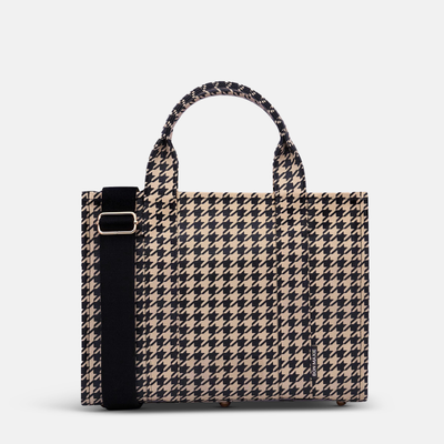 Small Structured Tote Bag in coated canvas - Houndstooth
