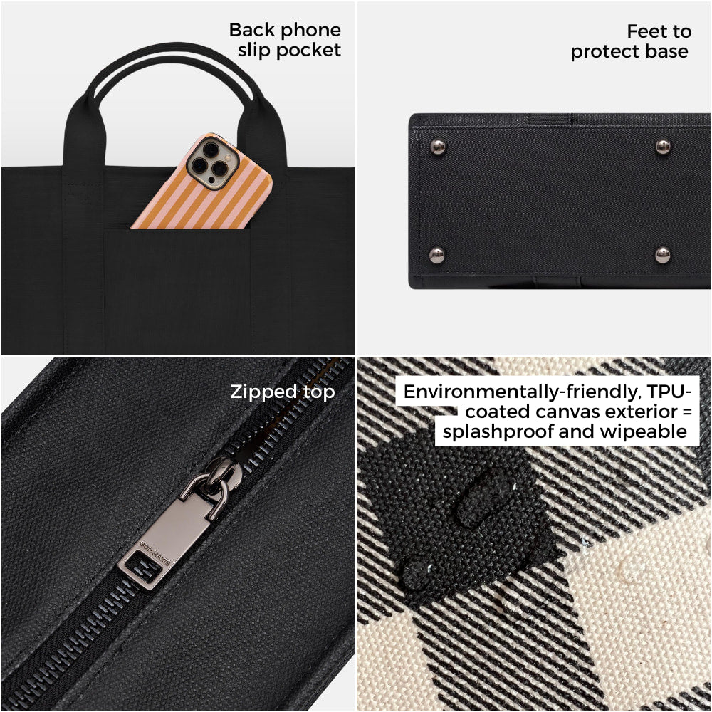 Small Structured Tote Bag in signature coated canvas -- Tan