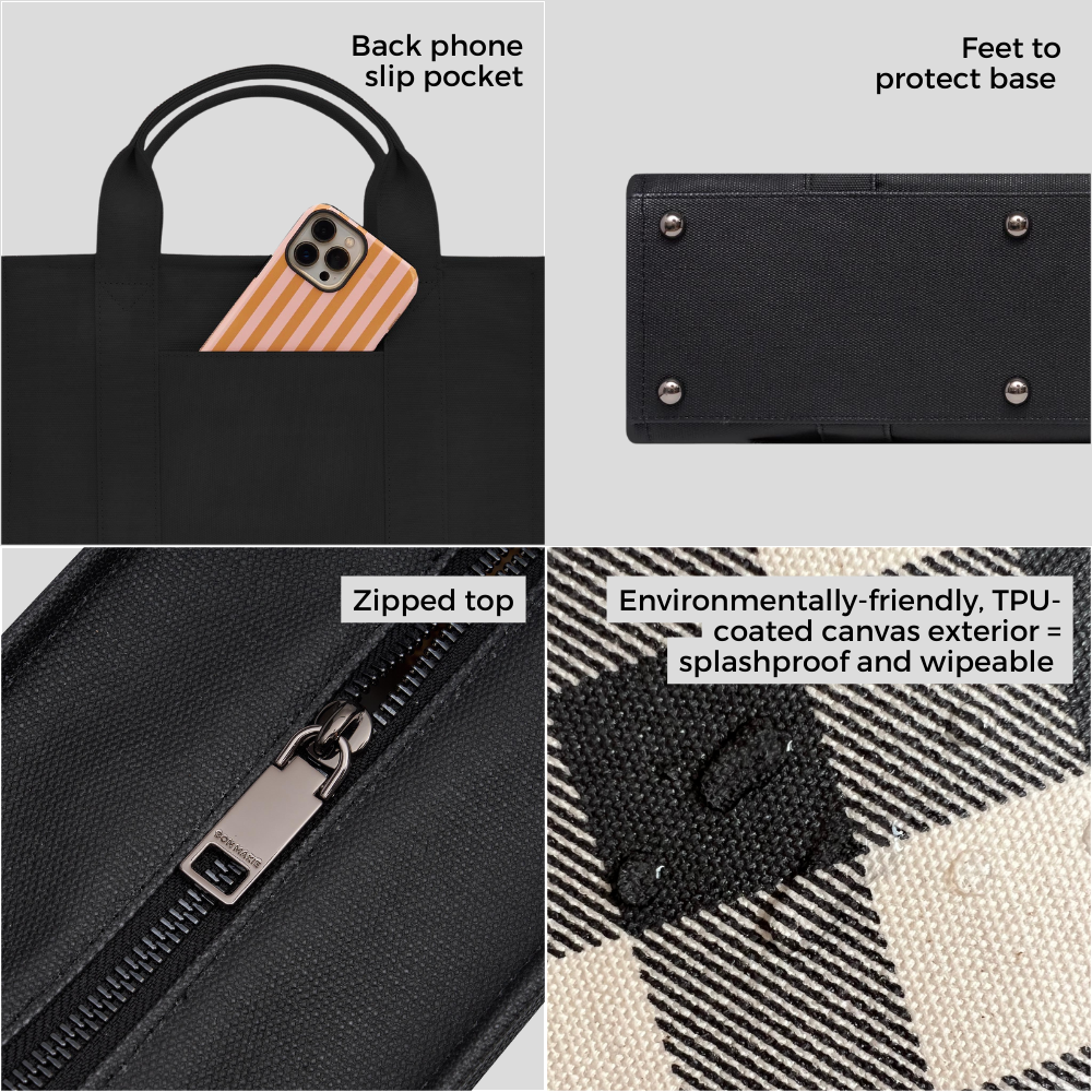 Small Structured Tote Bag in signature coated canvas -- Black