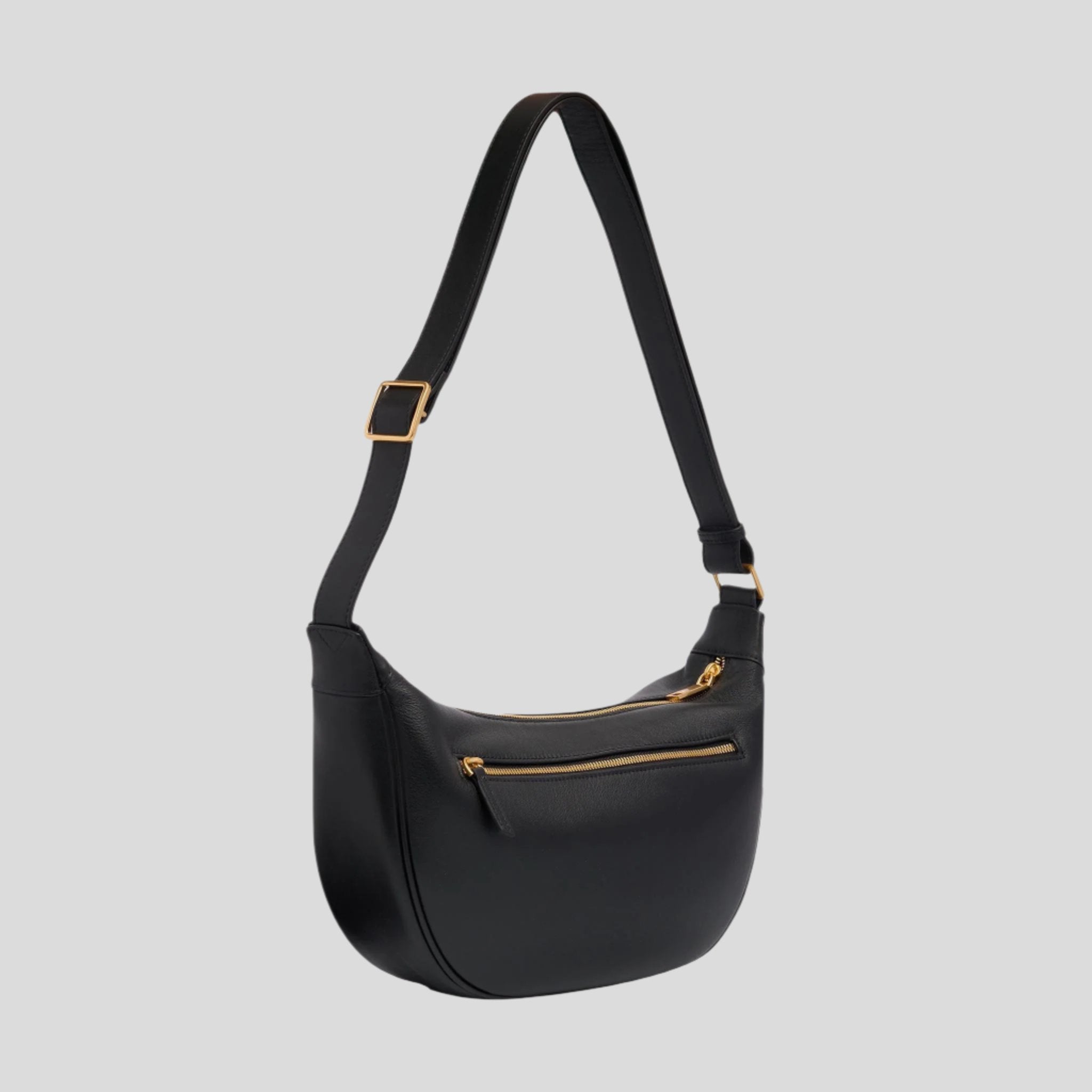 Slouchy Crescent Bag in smooth nappa leather -- Black