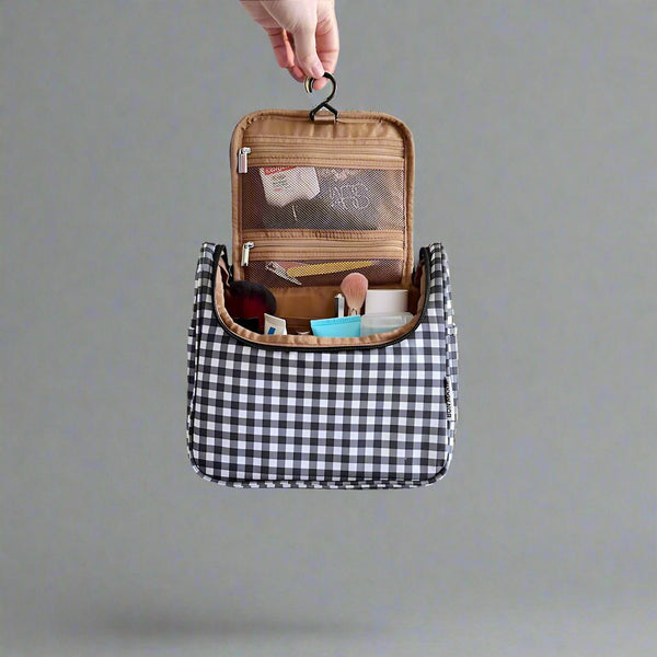 Gingham makeup 2025 bag