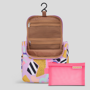 Hanging Toiletry Bag + Pouch Set with 15 pockets -- Eye Love Purple