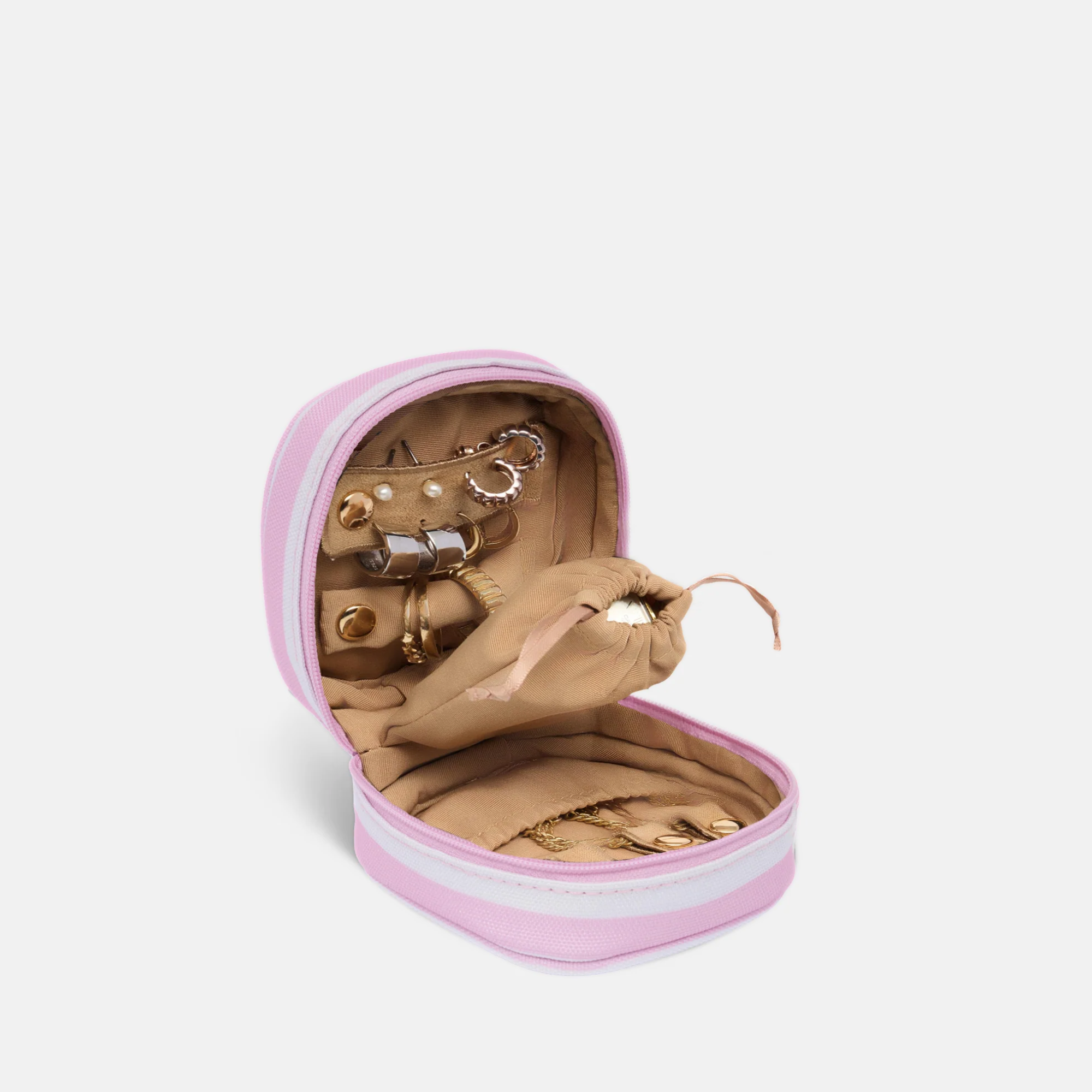 Travel Jewellery Case -- Blush Stripe