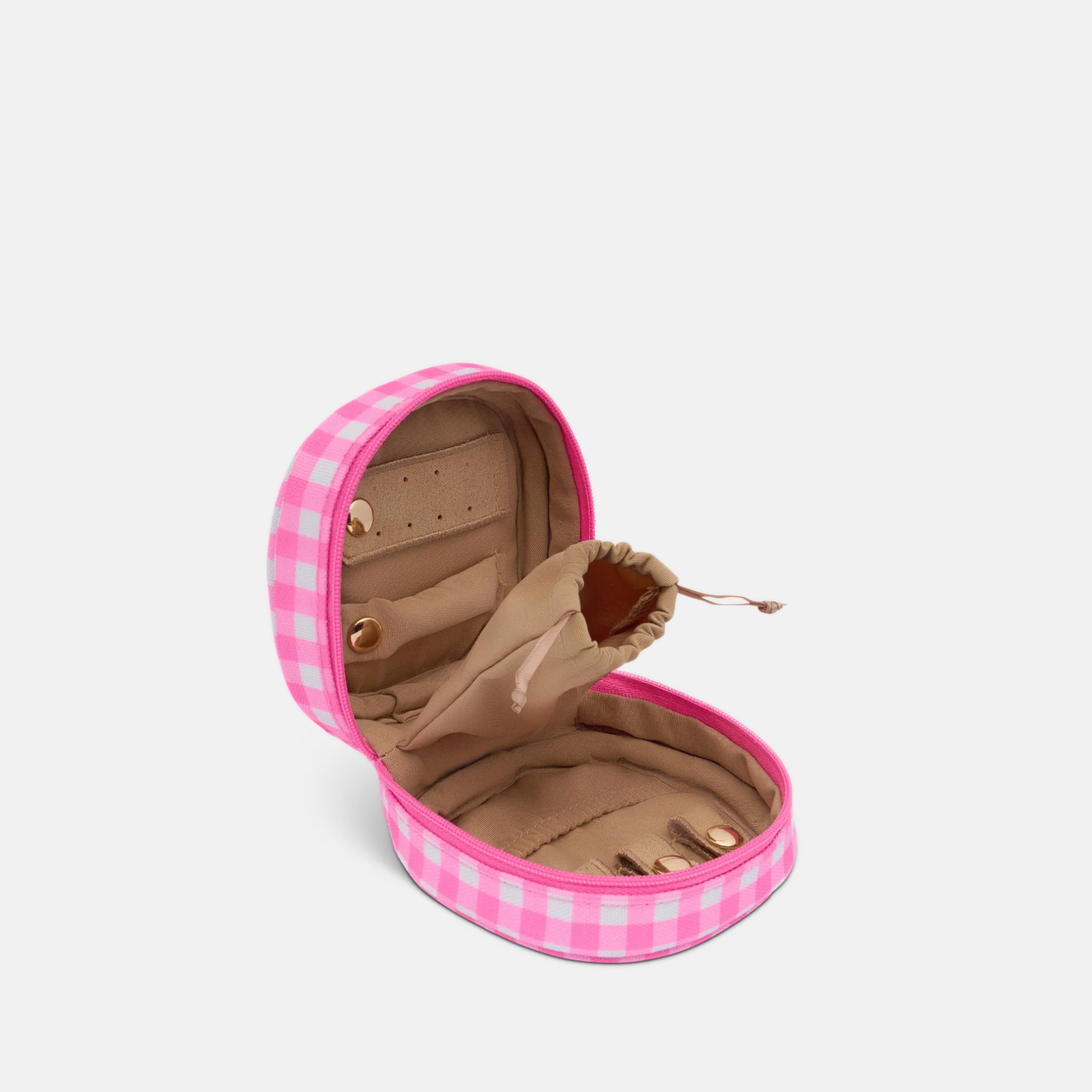 Travel Jewellery Case -- Pink Gingham