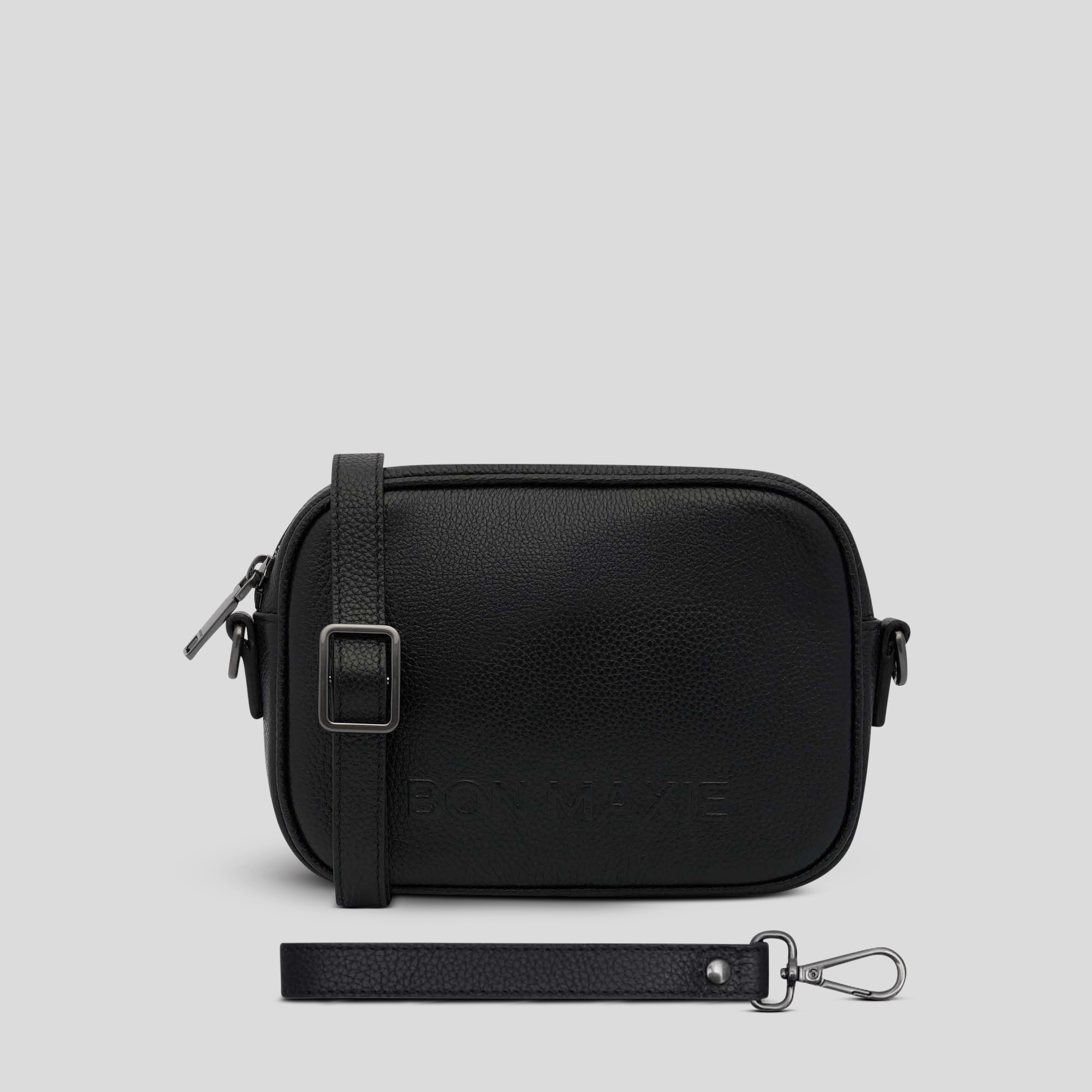 Load video: Mini Sidekick™ Leather Wallet Crossbody -- Black