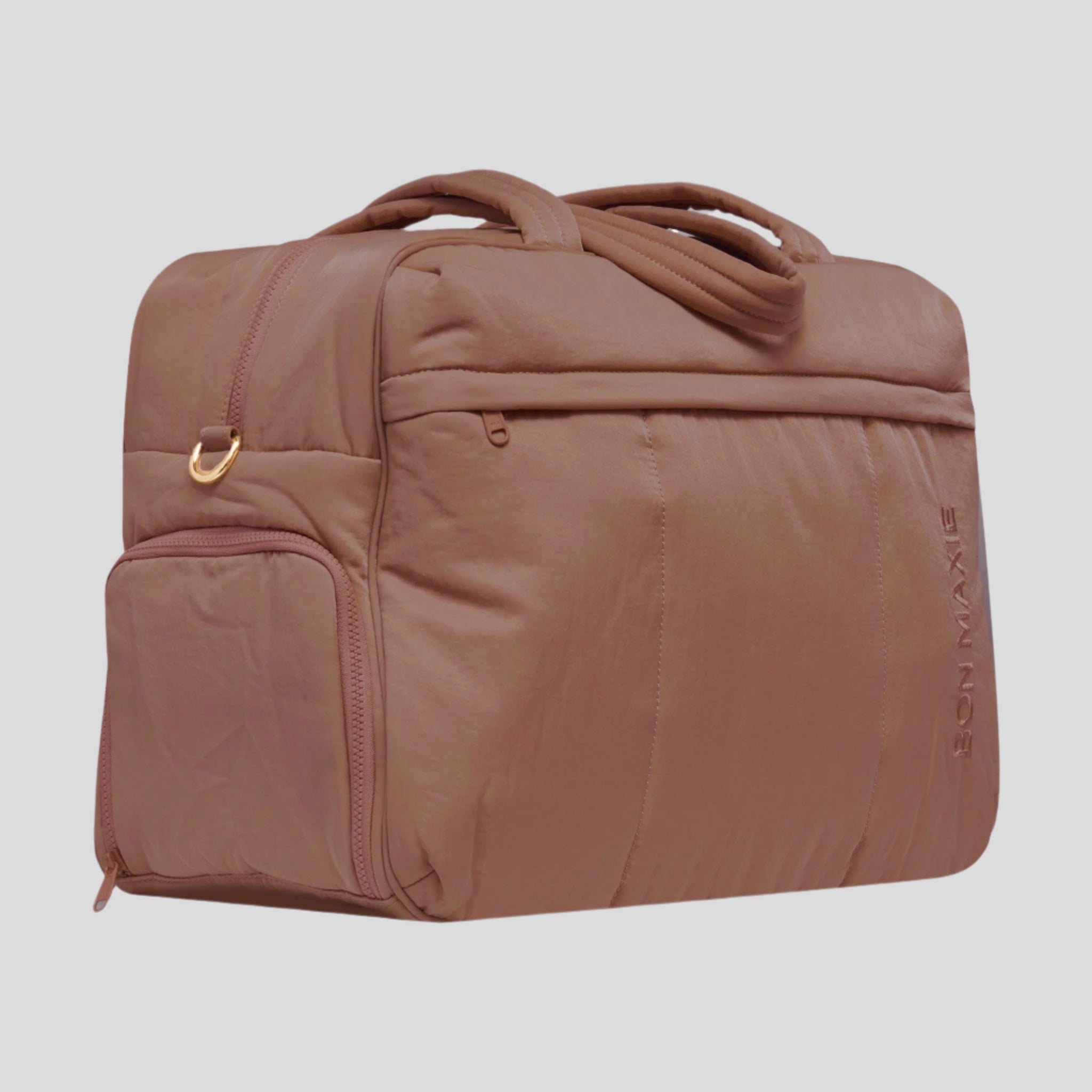 Weekender Duffel Bag in water-resistant nylon -- Chocolate