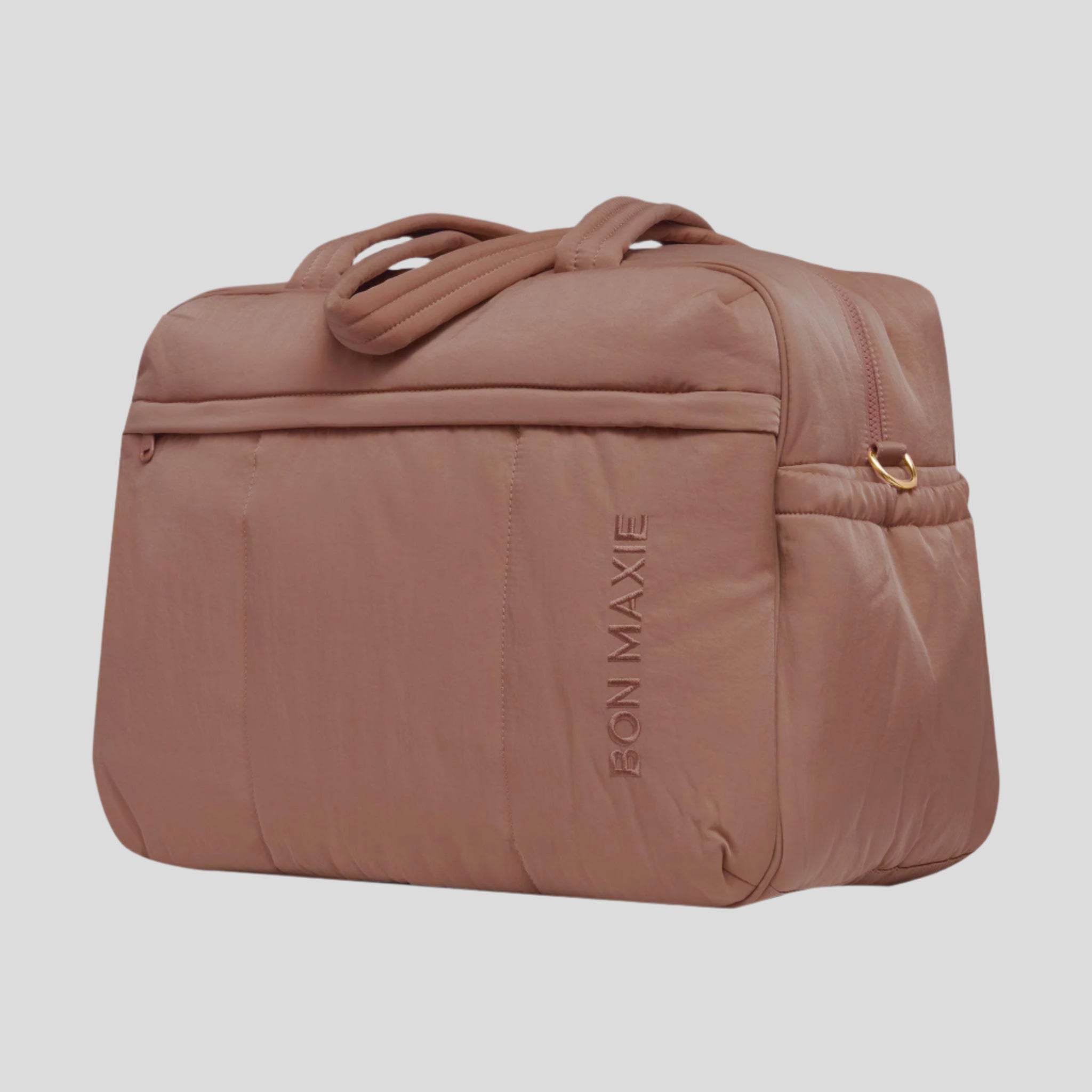 Weekender Duffel Bag in water-resistant nylon -- Chocolate
