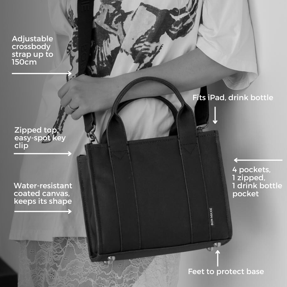 Micro Structured Tote Bag in signature coated canvas -- Black