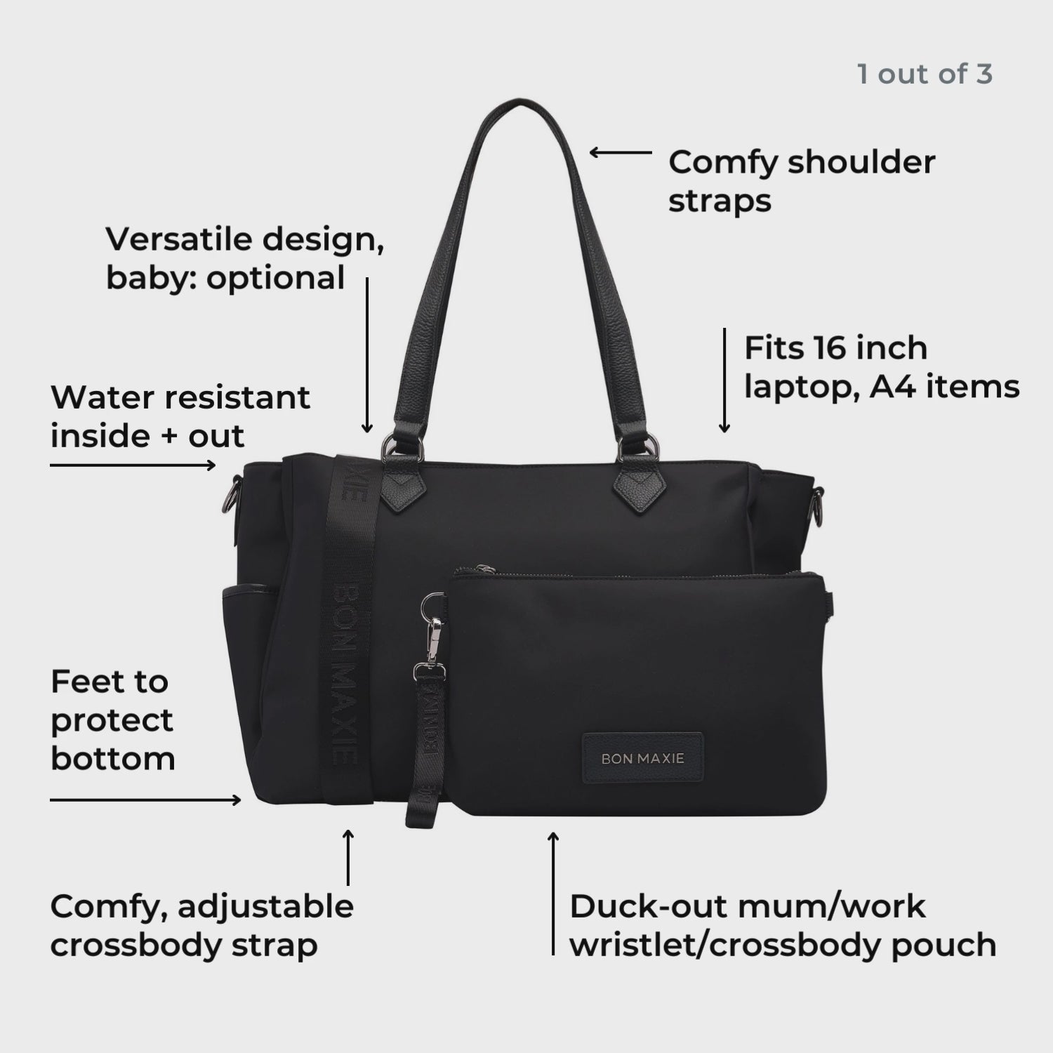 Carryall Tote + Pouch -- Black Nylon