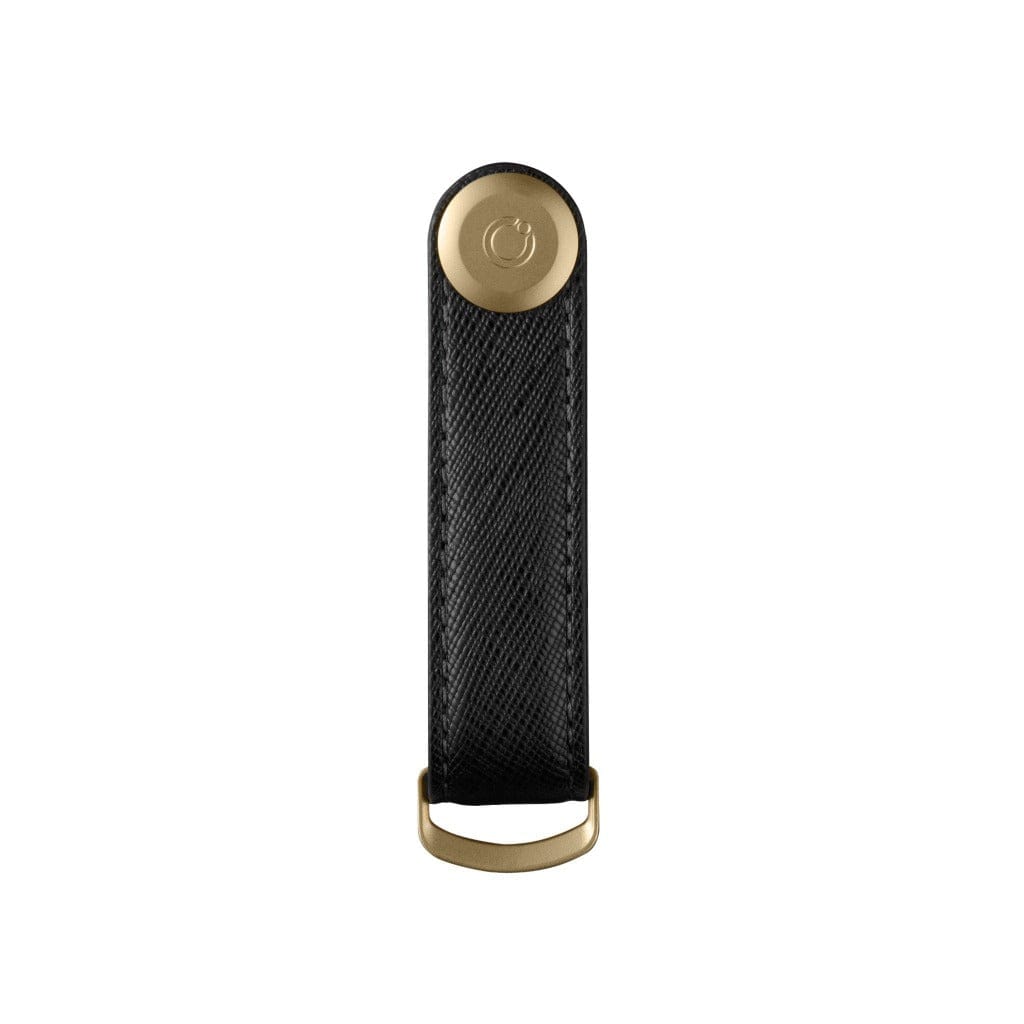 Orbitkey Leather Key Organiser - Liquorice Saffiano Keyrings BLACK SAFFIANO / GOLD
