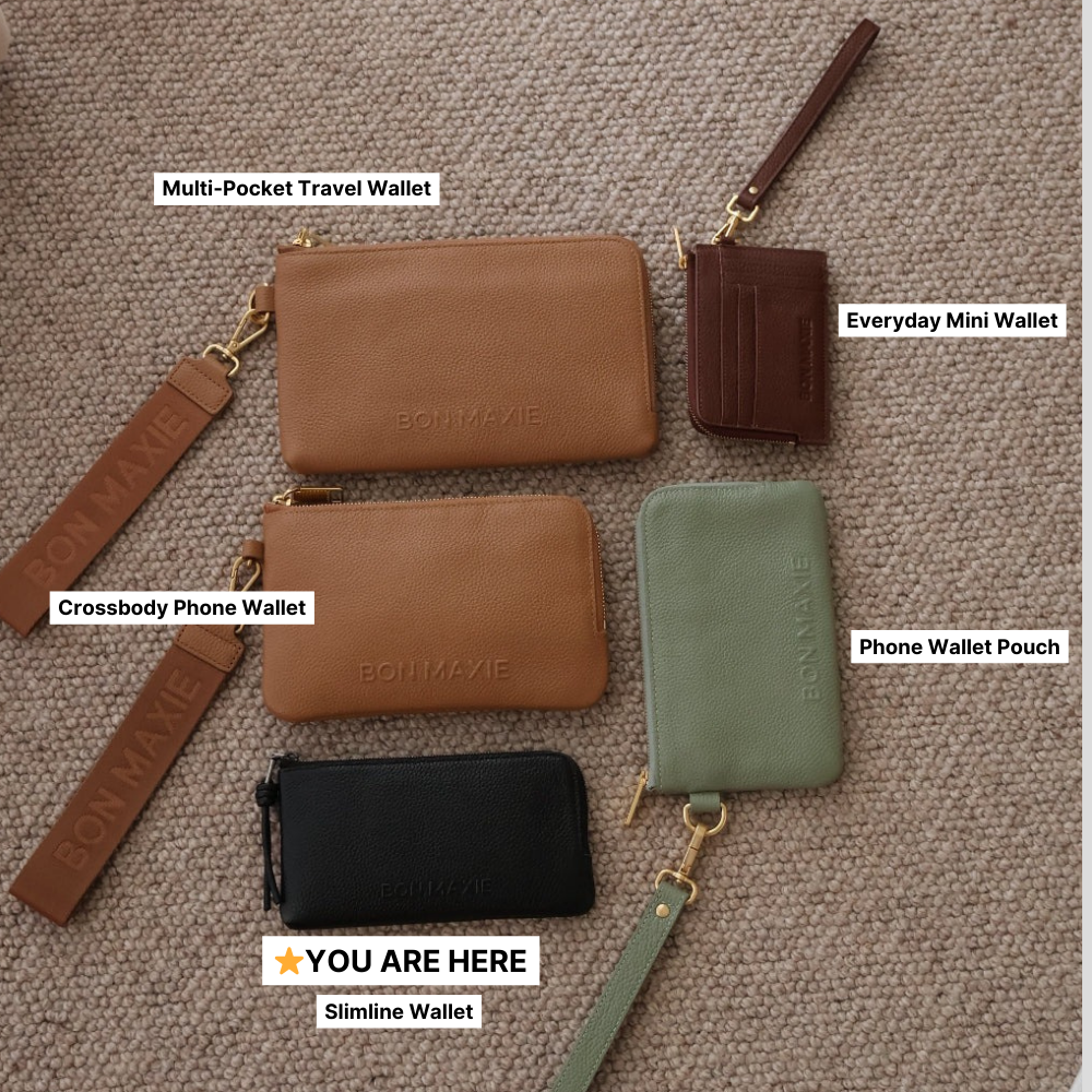 Slimline Leather Wallet in pebbled leather - Sage