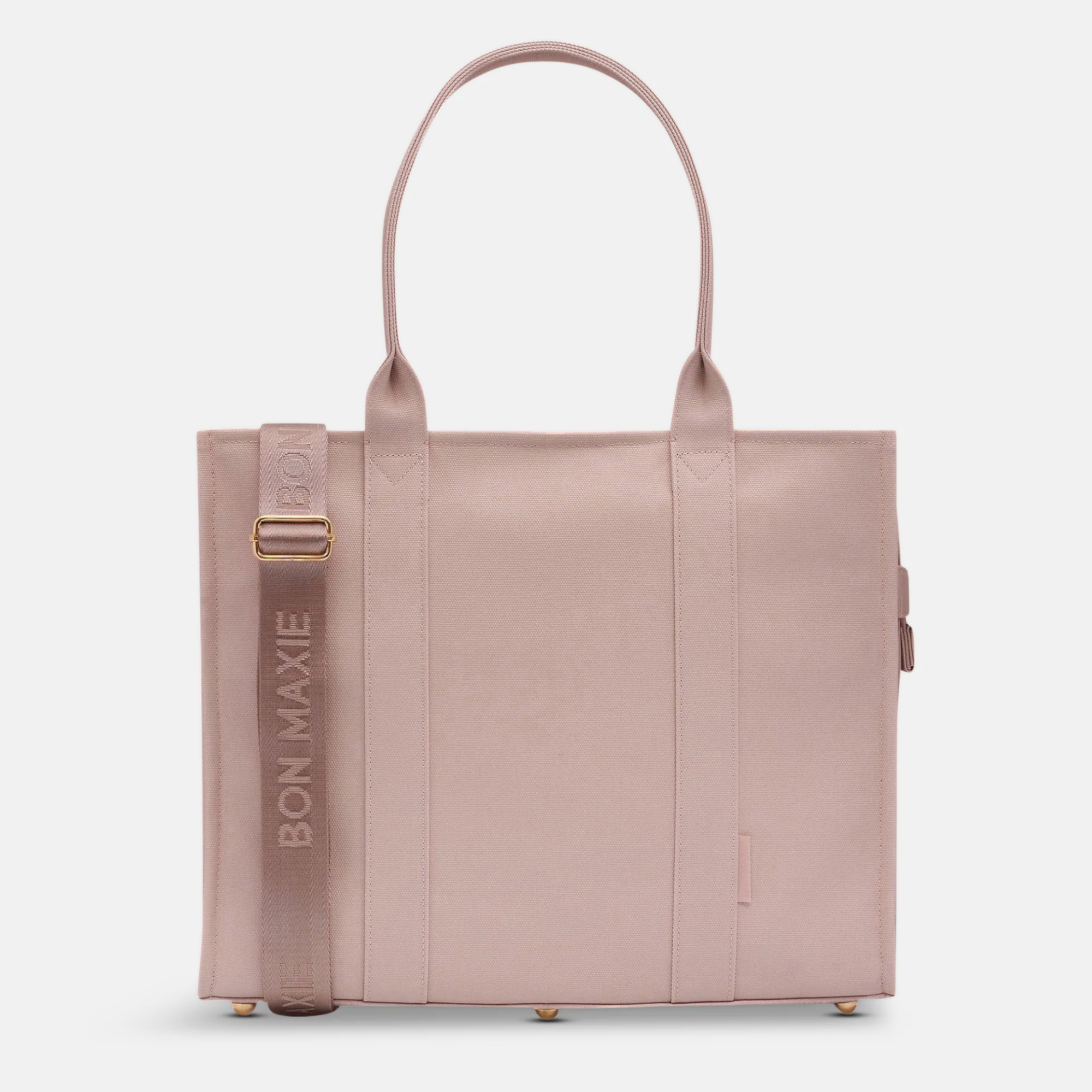 Large Structured Tote Bag in signature coated canvas -- Milk Tea