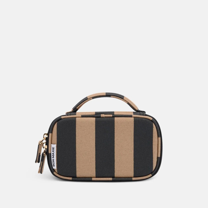 Handy Handle Case in signature coated canvas -- Tan/Black Stripe