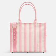 Large Structured Tote Bag in signature coated canvas -- Blush Stripe