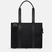 Large Structured Tote Bag in nylon with leather -- Black (Leather/Nylon)