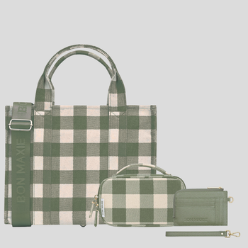 SAVE $69—Small Tote + Handy Handle Case + Mini Wallet Bundle -- Sage Gingham