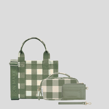 SAVE $63—Micro Tote + Handy Handle Case + Mini Wallet Bundle -- Sage Gingham