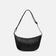Slouchy Crescent Crossbody Bag in smooth nappa leather -- Black