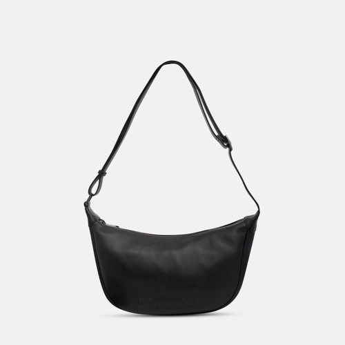 Slouchy Crescent Crossbody Bag in smooth nappa leather -- Black