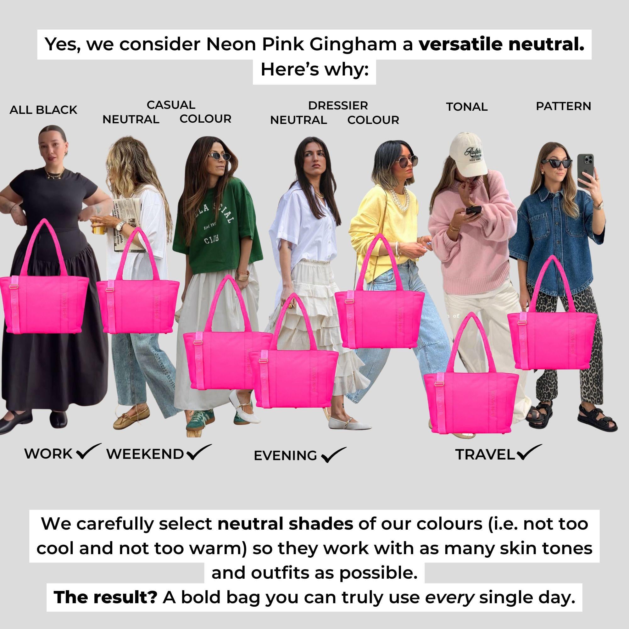 Everyday Tote Bag in washed technical nylon -- Neon Pink