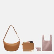 SAVE 25%—Leather Crescent Bag + Phone Wallet Bundle - Tan