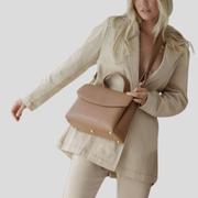 Tryhard Crossbody Bag in full-grain pebbled leather -- Tan