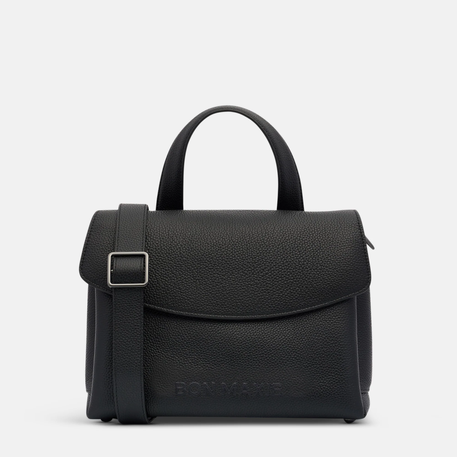 Tryhard Top Handle + Crossbody Bag - Pebbled Leather - Black