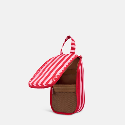 Slimline Washable Hanging Toiletry Bag -- Pink/Red Stripe