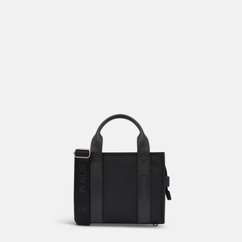 Mini Structured Tote Bag - Black Leather/Nylon