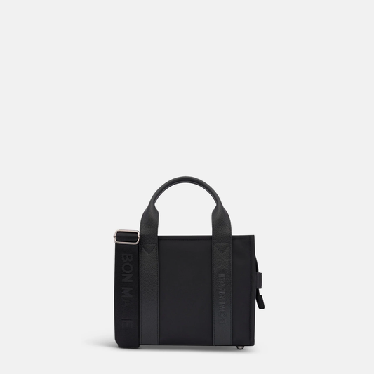 Mini Structured Tote - Nylon/Leather - Black