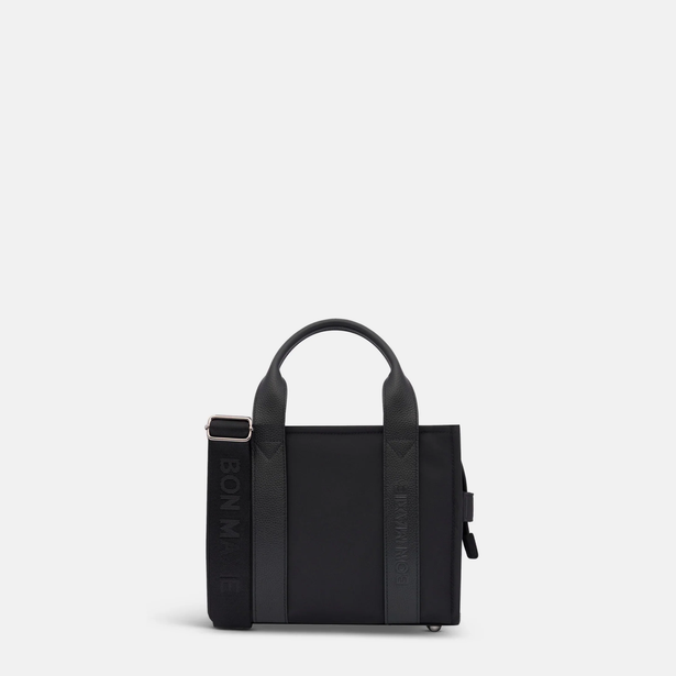 Mini Bon Vivant Structured Tote - Nylon/Leather - Black