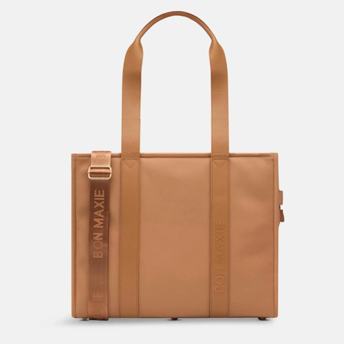 Large Bon Vivant Structured Tote - Nylon/Leather - Tan