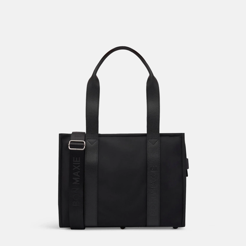 The Medium Bon Vivant Structured Tote - Nylon/Leather -- Black