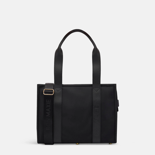 The Medium Bon Vivant Structured Tote - Nylon/Leather -- Black