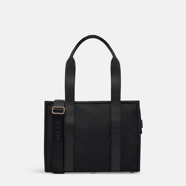 Medium Bon Vivant Structured Tote - Nylon/Leather - Black
