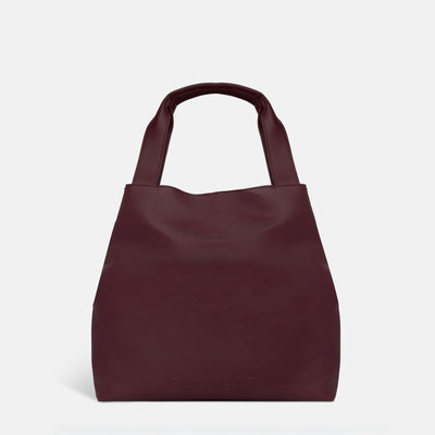 Slouchy Hobo Tote Bag in smooth nappa leather - Burgundy