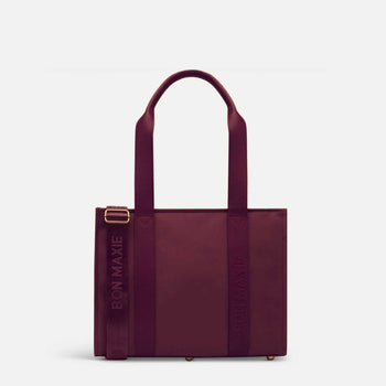 Medium Structured Tote Bag - Burgundy Leather/Nylon