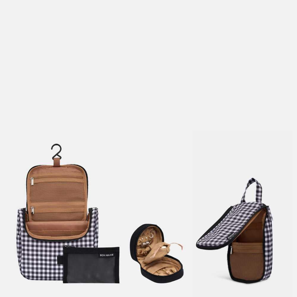 SAVE $28—Travel Toiletry Essentials Bundle - Black Gingham/Black