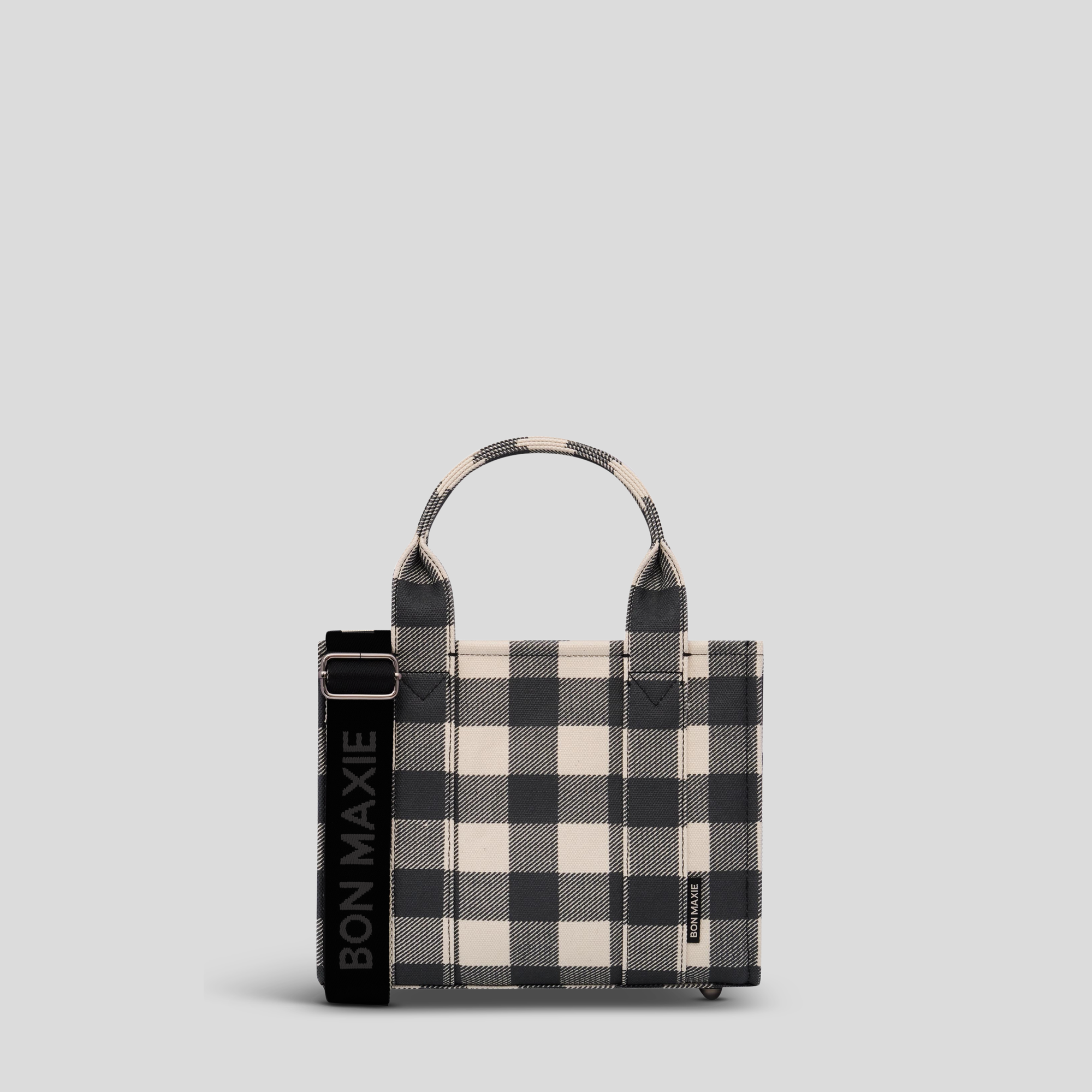 Micro Bon Vivant Structured Tote Bag -- Black Gingham