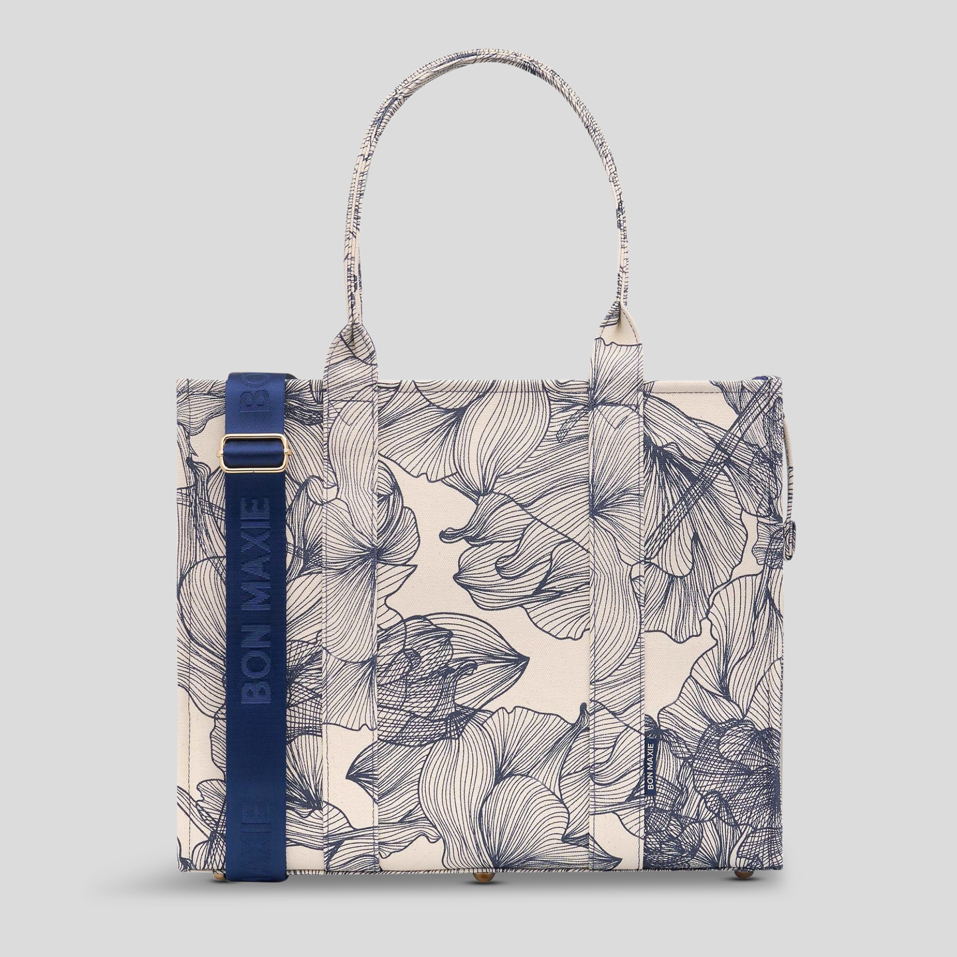 Large Bon Vivant Structured Tote Bag Navy Floral