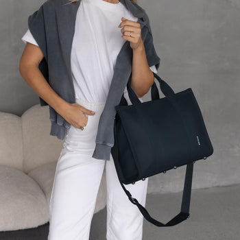 Small Structured Tote Bag in coated canvas - Black
